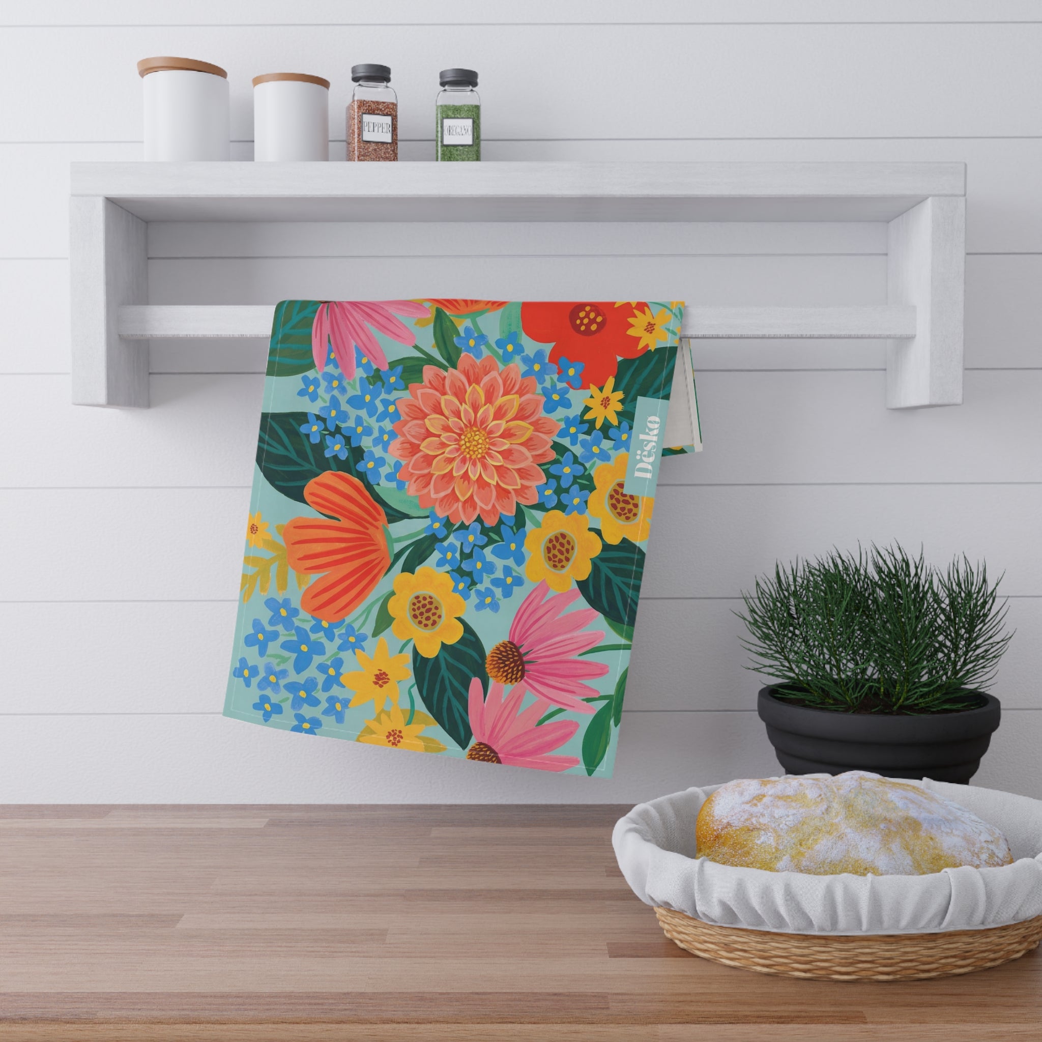Floral Garden Cotton Tea Towel — Bright Bouquet Kitchen Towel