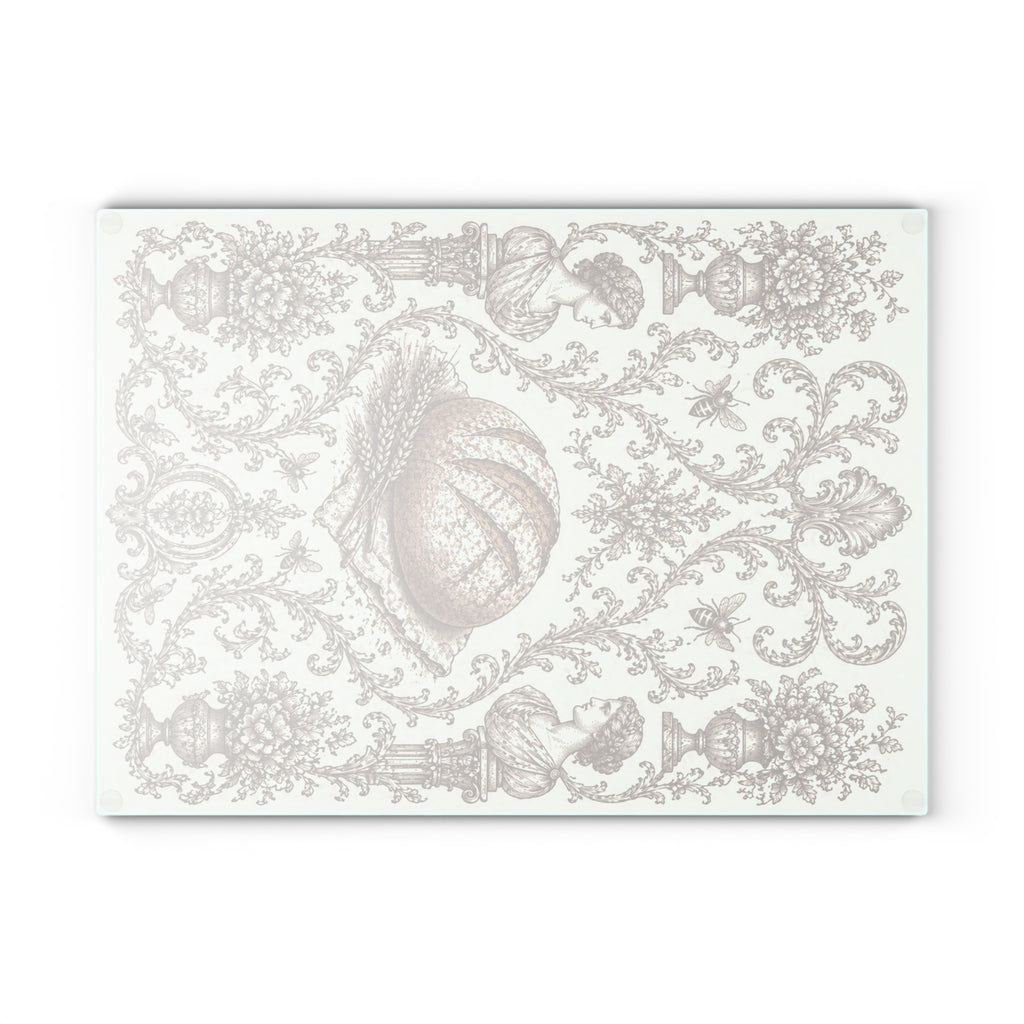 Glass Cutting Board — Vintage Botanical Shell Pattern Tempered Glass Chopping Board