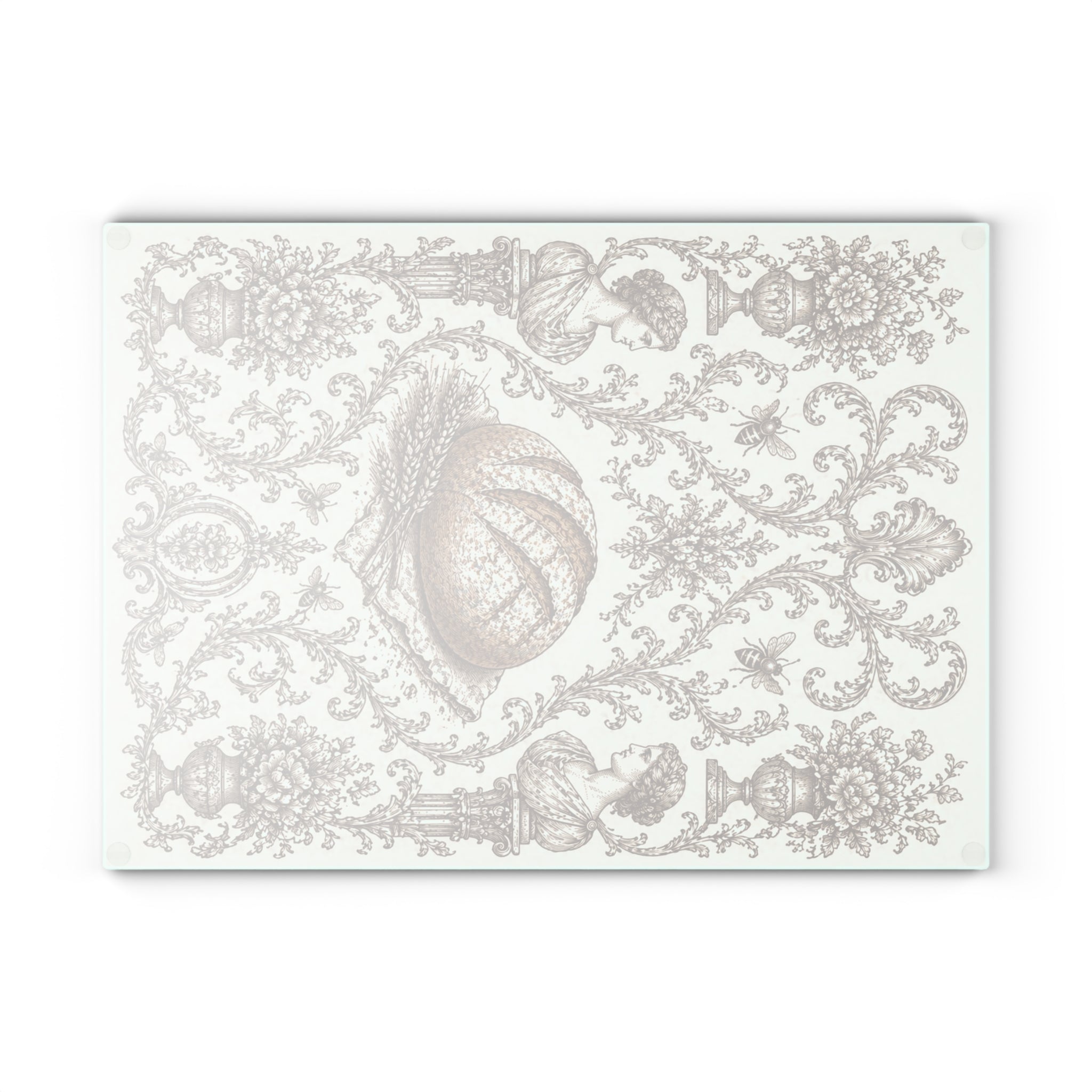Glass Cutting Board — Vintage Botanical Shell Pattern Tempered Glass Chopping Board