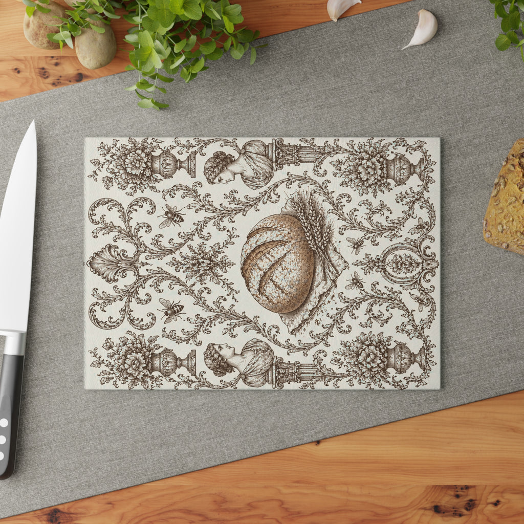 Glass Cutting Board — Vintage Botanical Shell Pattern Tempered Glass Chopping Board