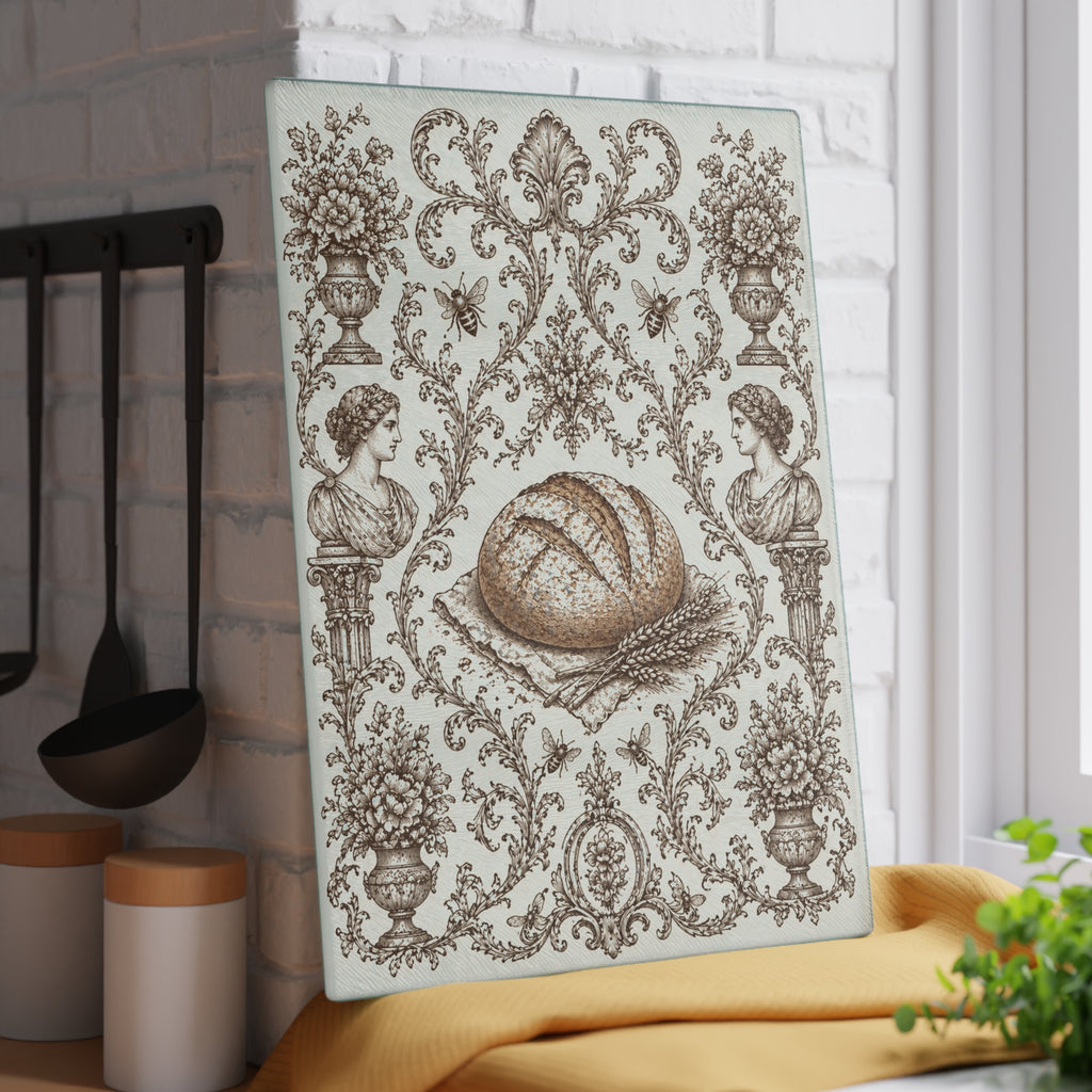 Glass Cutting Board — Vintage Botanical Shell Pattern Tempered Glass Chopping Board