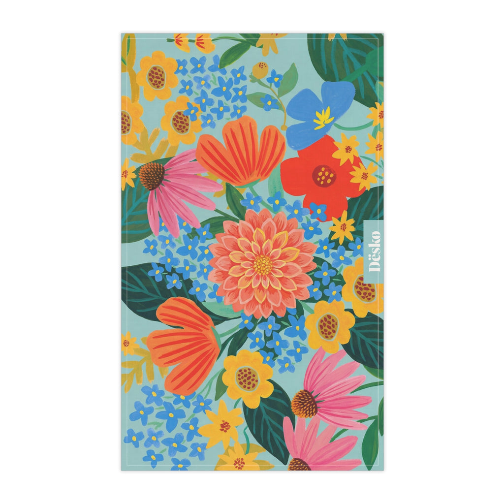 Floral Garden Cotton Tea Towel — Bright Bouquet Kitchen Towel