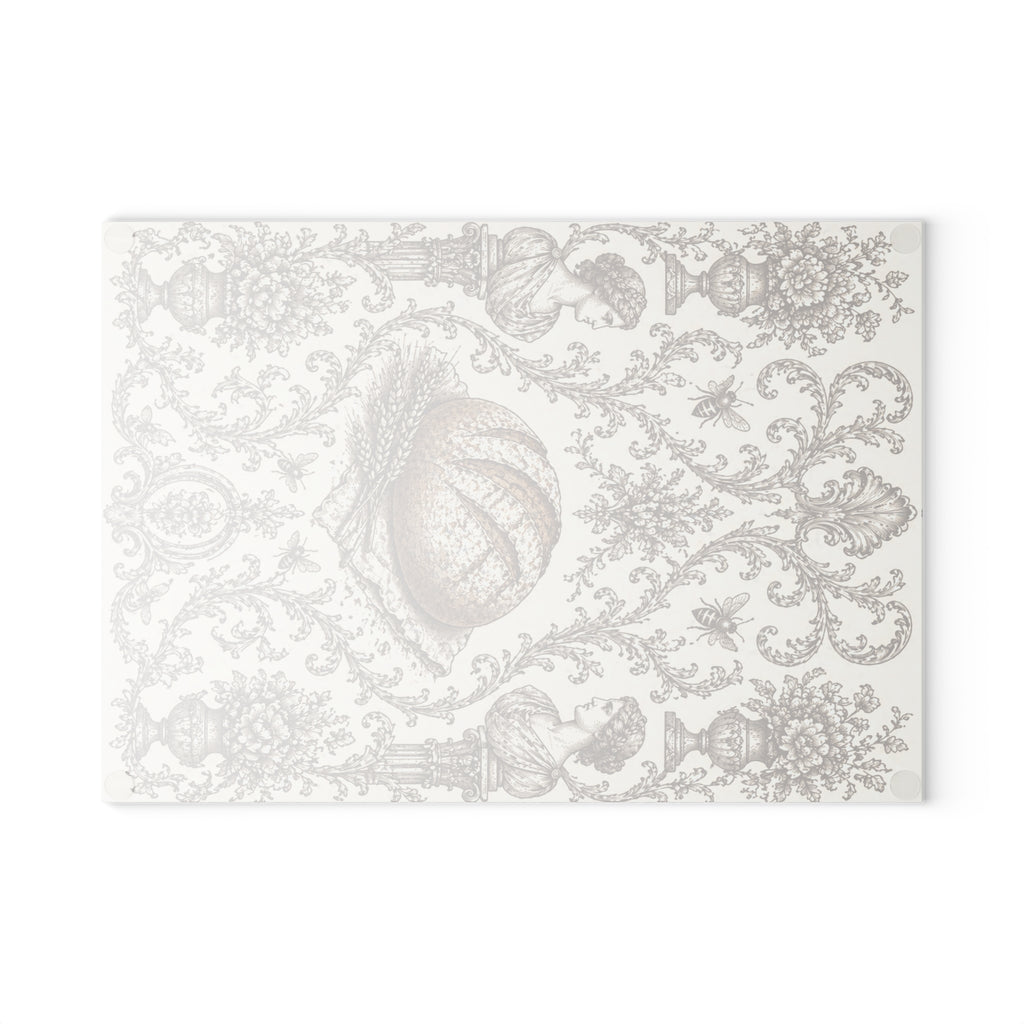 Glass Cutting Board — Vintage Botanical Shell Pattern Tempered Glass Chopping Board