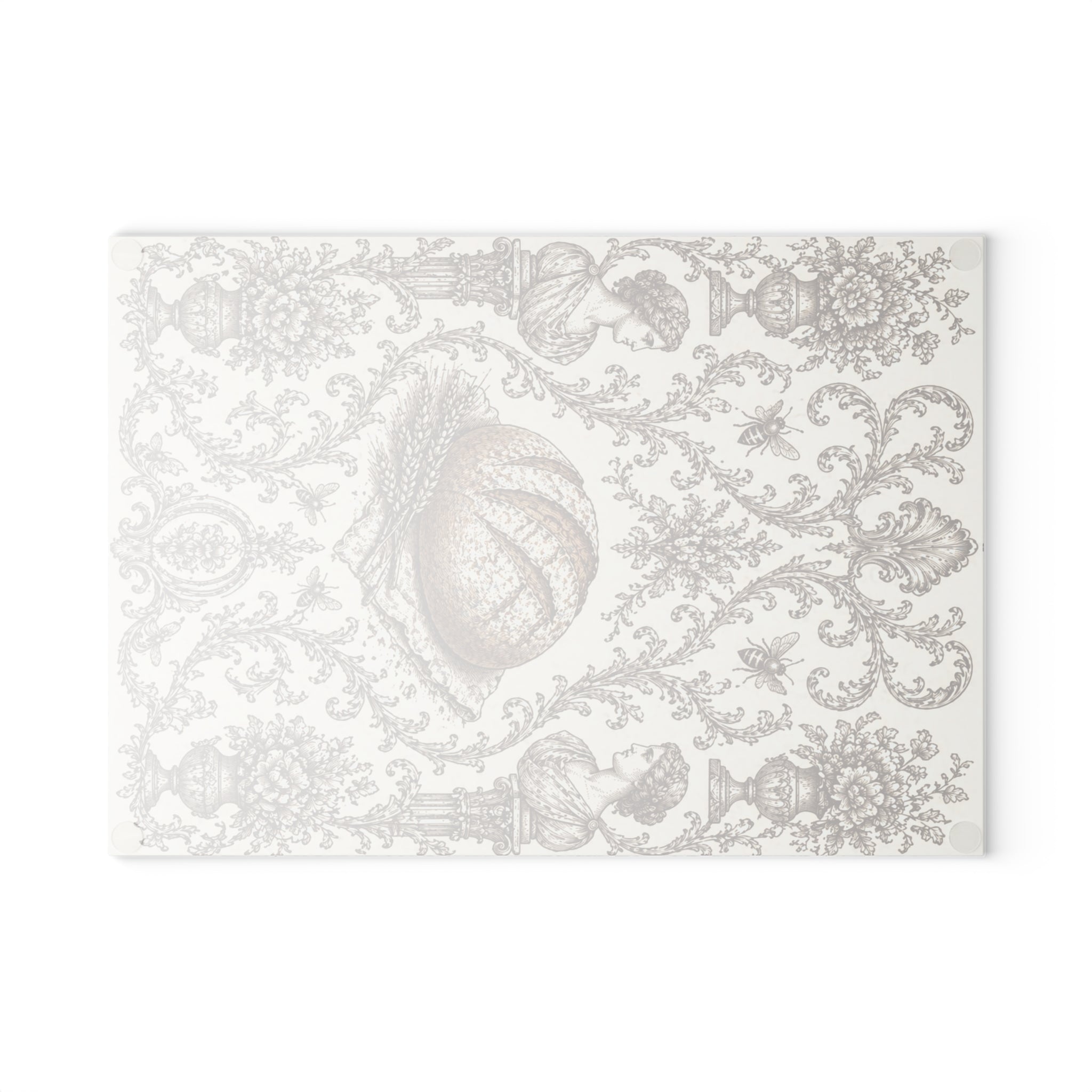 Glass Cutting Board — Vintage Botanical Shell Pattern Tempered Glass Chopping Board