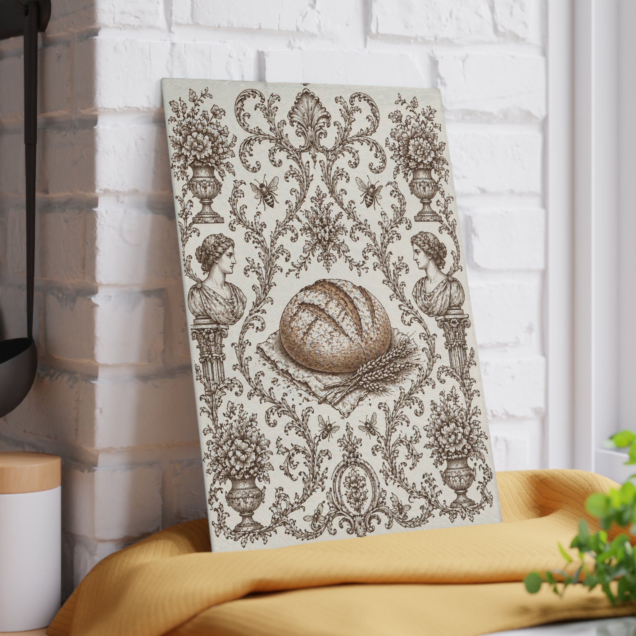 Glass Cutting Board — Vintage Botanical Shell Pattern Tempered Glass Chopping Board