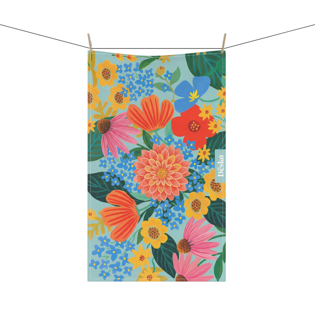 Floral Garden Cotton Tea Towel — Bright Bouquet Kitchen Towel
