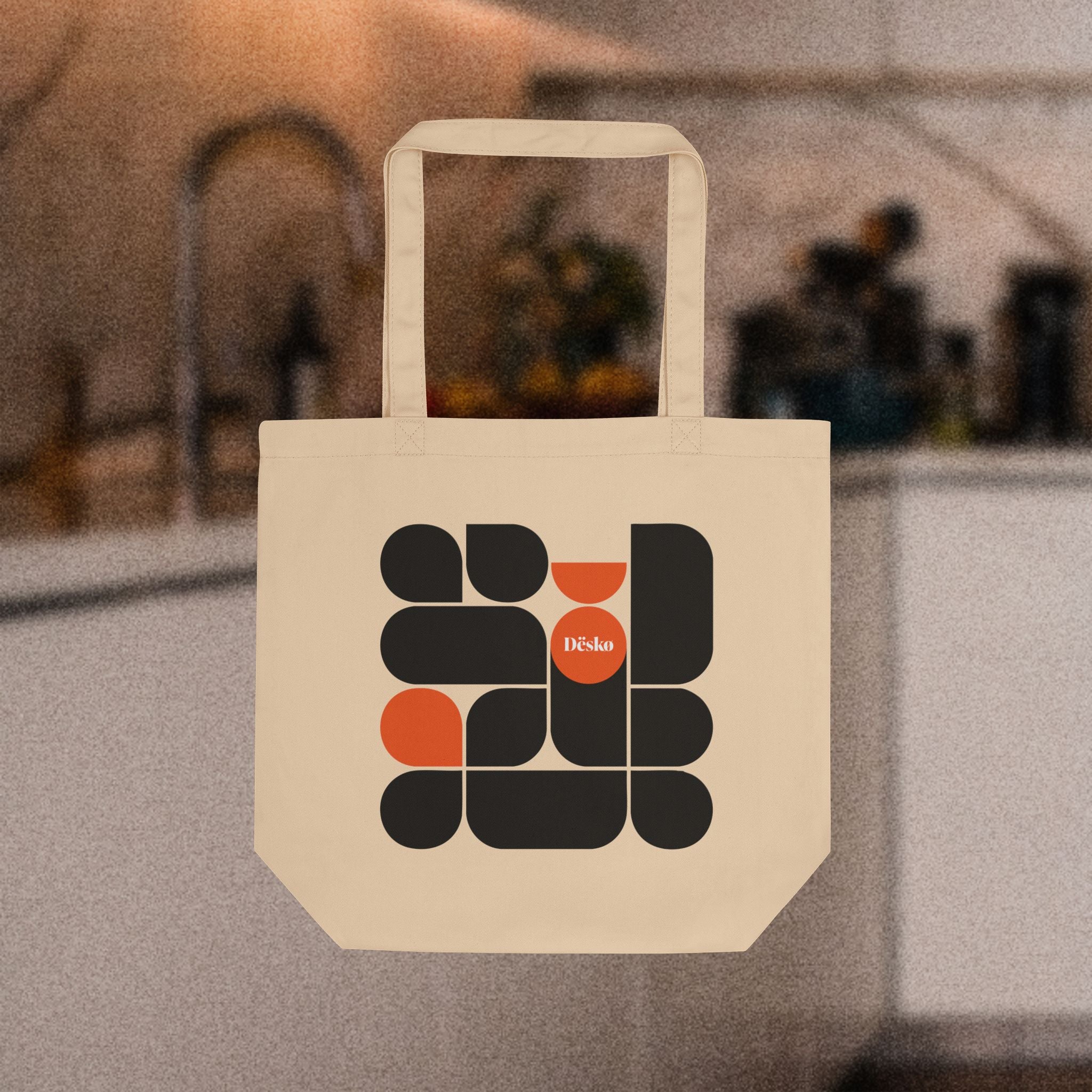 Retro Geometric Eco Tote Bag — Mid-Century Modern Reusable Shopper
