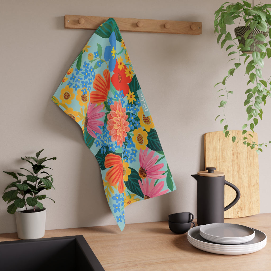 Floral Garden Cotton Tea Towel — Bright Bouquet Kitchen Towel