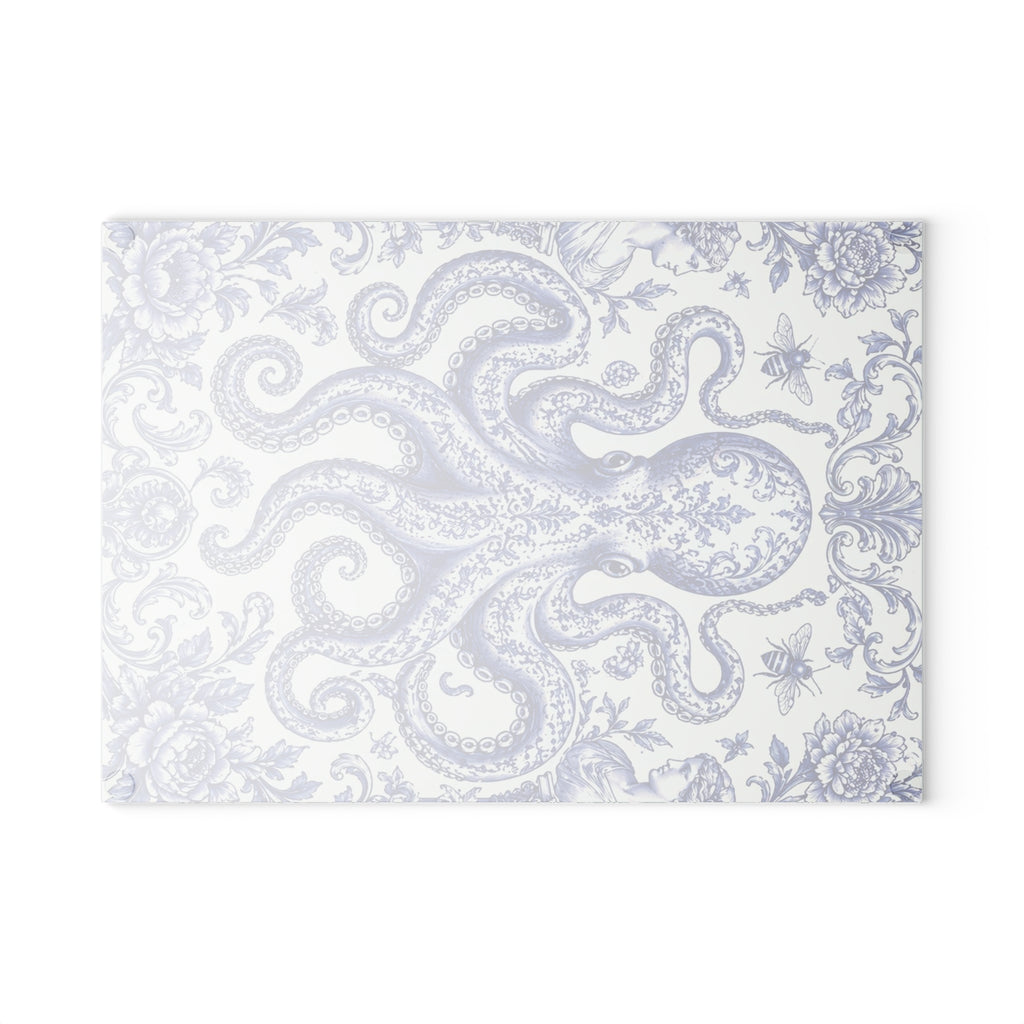 Glass Cutting Board — Blue Delft Octopus Decorative Kitchen Cutting Board