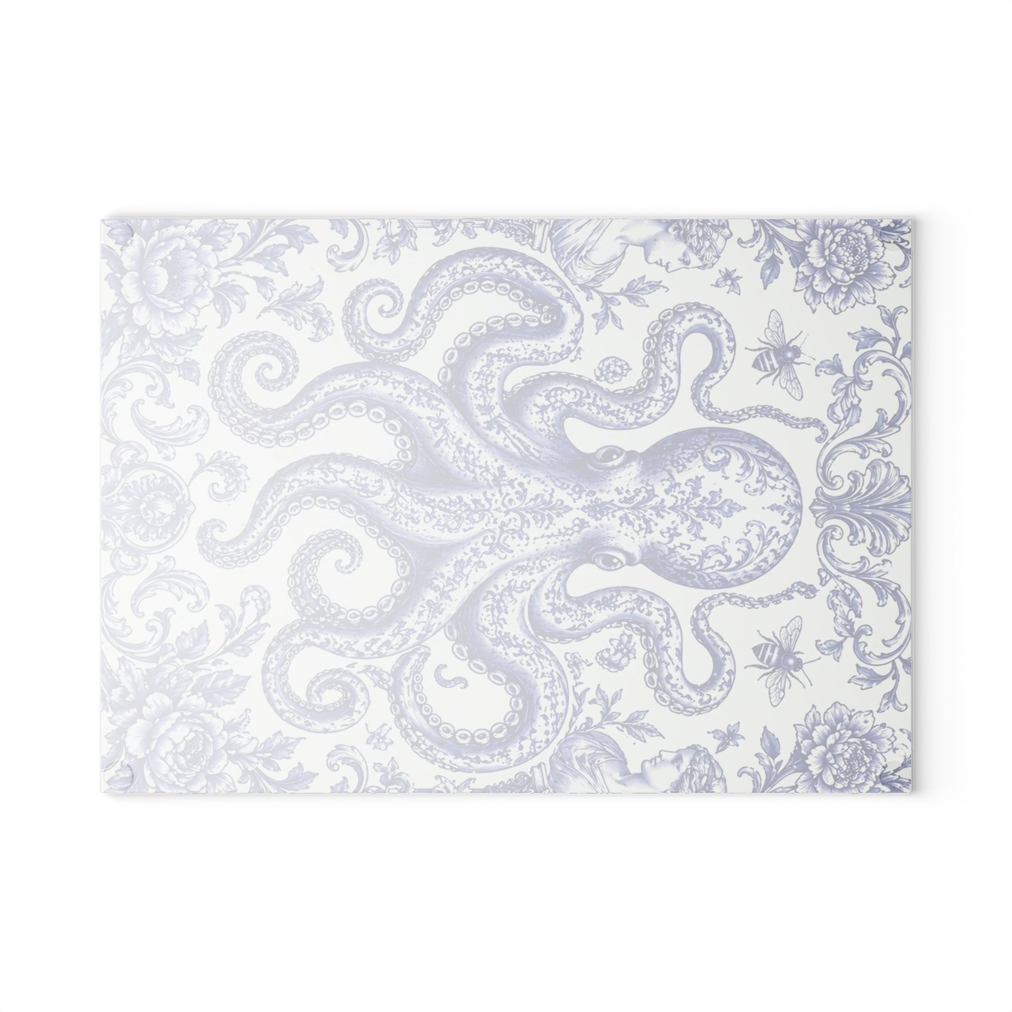 Glass Cutting Board — Blue Delft Octopus Decorative Kitchen Cutting Board