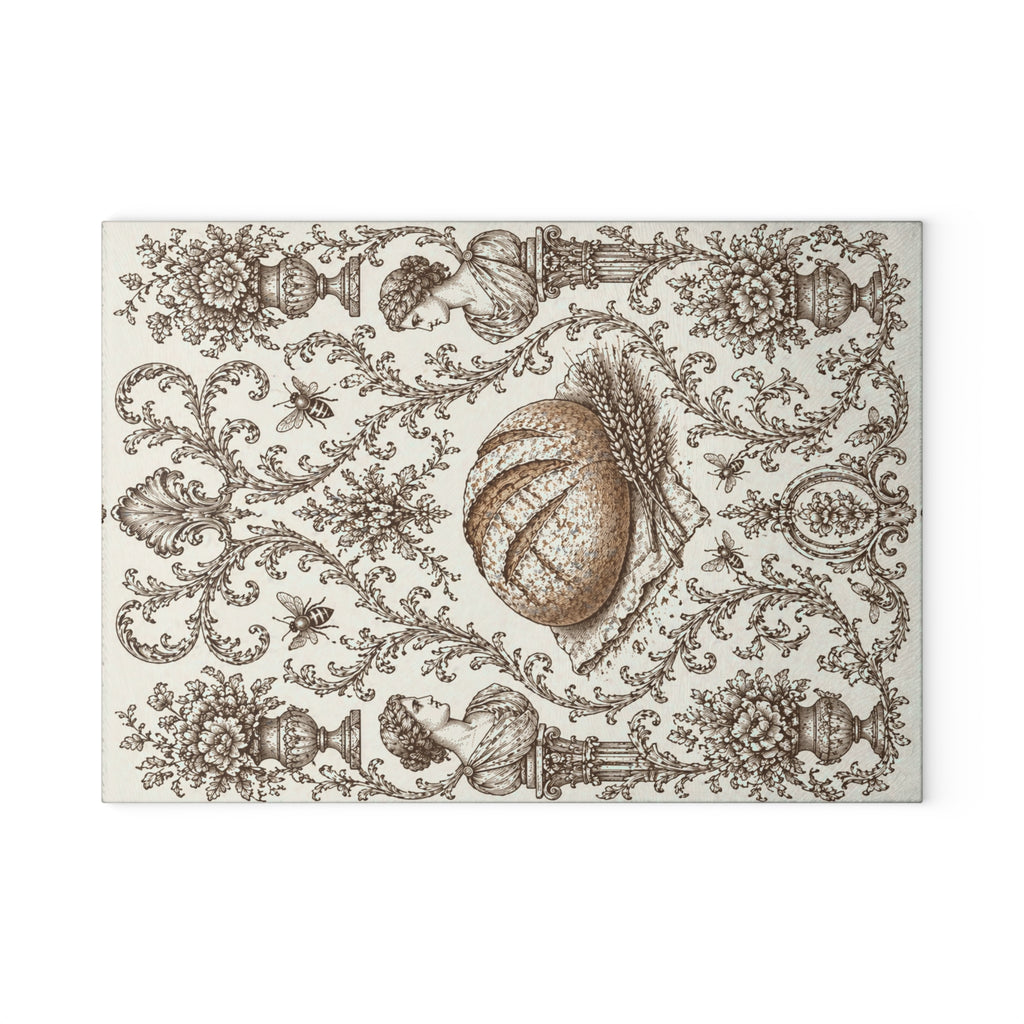 Glass Cutting Board — Vintage Botanical Shell Pattern Tempered Glass Chopping Board