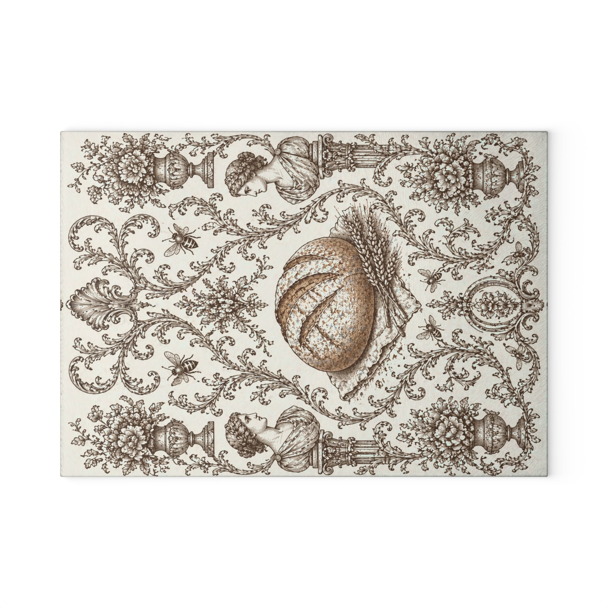 Glass Cutting Board — Vintage Botanical Shell Pattern Tempered Glass Chopping Board