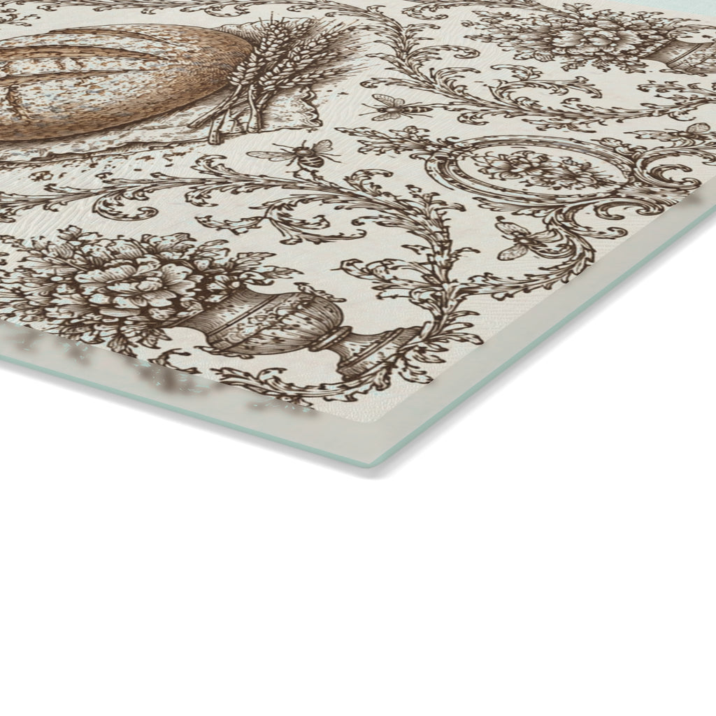 Glass Cutting Board — Vintage Botanical Shell Pattern Tempered Glass Chopping Board